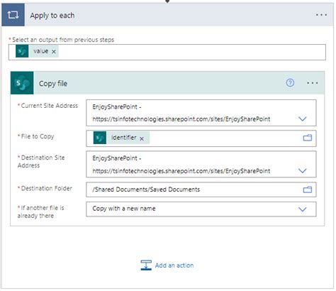Toradh íomhá ar Microsoft Power Automate Copy File