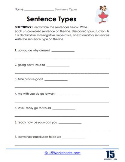 Image result for Identifying Sentence Types Worksheet