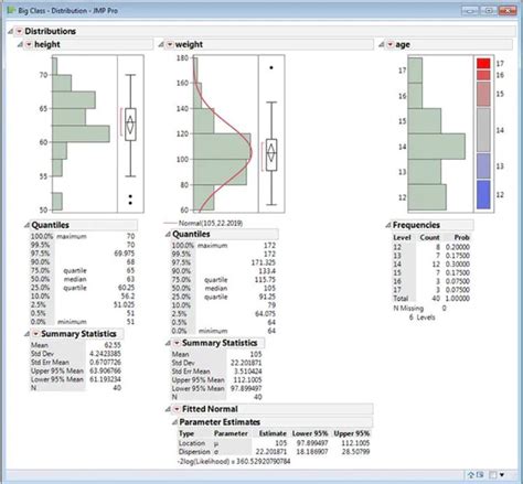 Statistical Methods JMP に対する画像結果