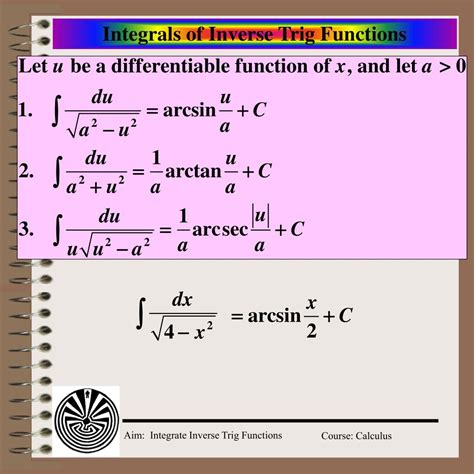 Inverse Trig Functions Integrals に対する画像結果