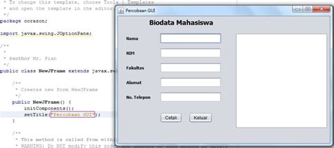 Contoh GUI Pada Java Code Melalui Terminal に対する画像結果