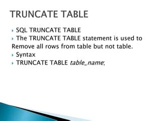 Image result for Truncate Table SQL Syntax