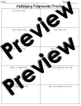Image result for Classifying and Multiplying Polynomials Worksheet