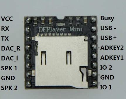 Afbeeldingsresultaten voor MP3 Module Arduino Pinout