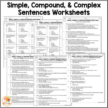 Identifying Simple Compound Complex Sentences Worksheets に対する画像結果