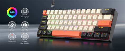 Fogruaden RGB Wired 60% Percent Keyboard Mechanical, 61 Keys Gaming ...
