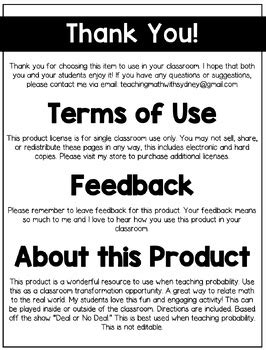 Toradh íomhá ar Data and Probability Game Worksheet