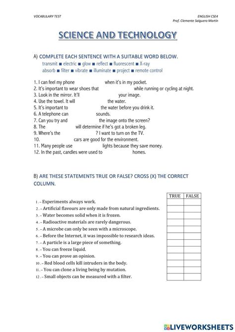 Image result for Science vs Technology Worksheet