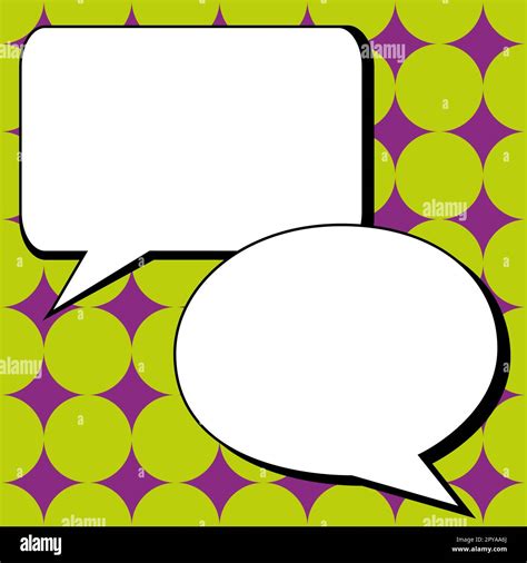 Two big white empty speech bubbles for text. Square and oval dialog ...
