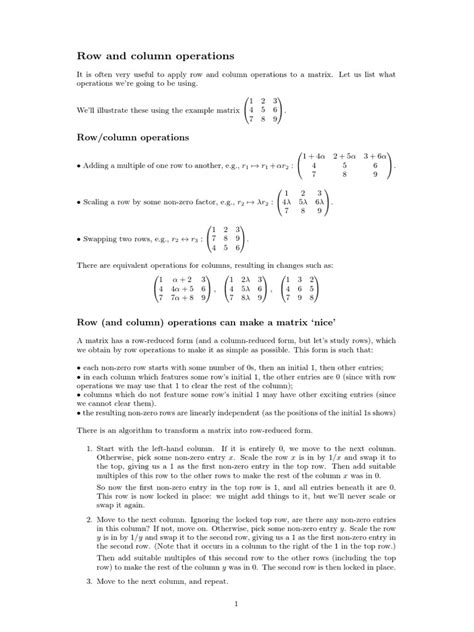 Image result for Matrix Row and Column Operations