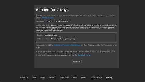 Image result for Roblox Ban Message Disconnected From Gae
