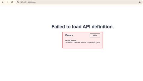 Internal Server Error in API に対する画像結果