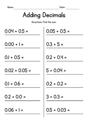 Image result for Decimal Addition Practice Worksheets