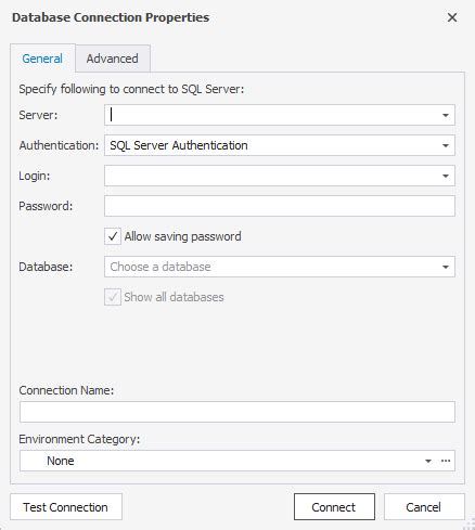 Toradh íomhá ar SQL Server Connection Properties