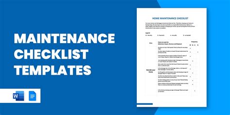 Afbeeldingsresultaten voor Maintenance Checklist Format