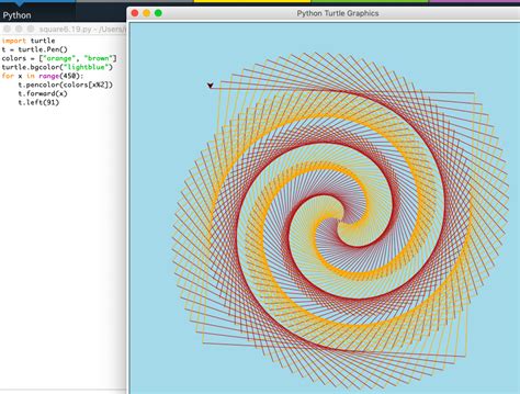 Image result for Spiral Square Patter Using Turtle Library in Python GIF