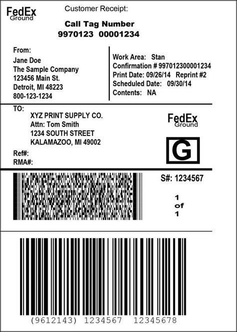 Afbeeldingsresultaten voor FedEx Label Print Example