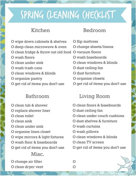 Toradh íomhá ar Spring Cleaning Checklist