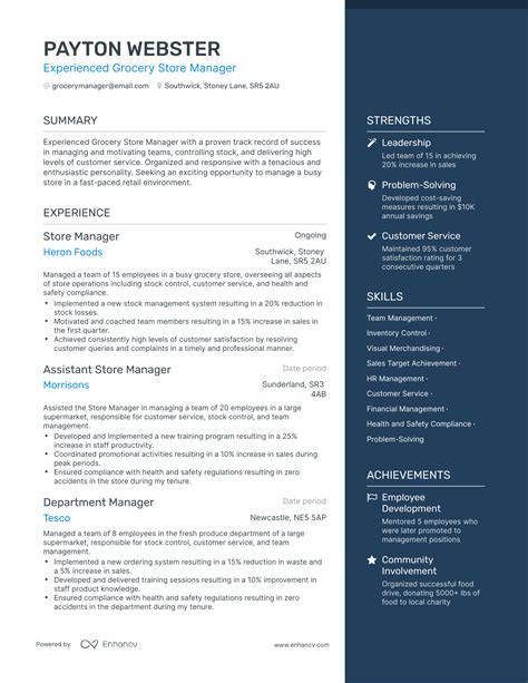 Image result for Commissarry Grogery Manager Resume Examples