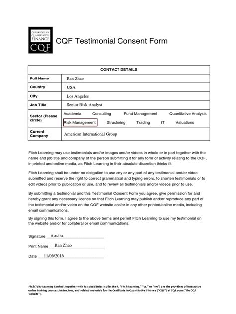 Sample Testimonial Consent Form に対する画像結果
