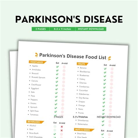 Toradh íomhá ar Parkinson's Diet Food List