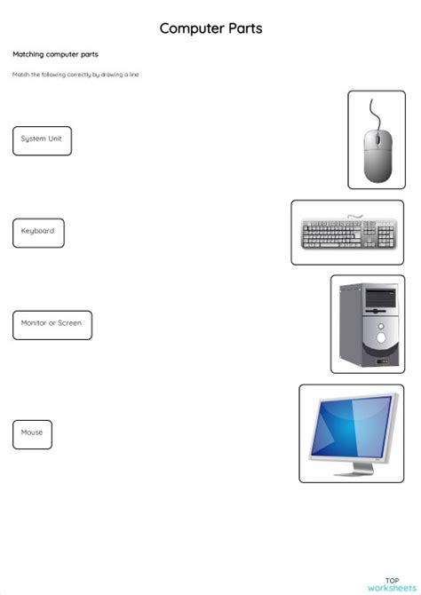 Image result for Parts of Computer Worksheet