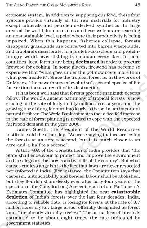 Class 11 English Chapter 5 Question Answer Ailing Planet に対する画像結果