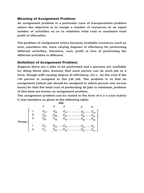 Image result for Assignment Method Example Problem