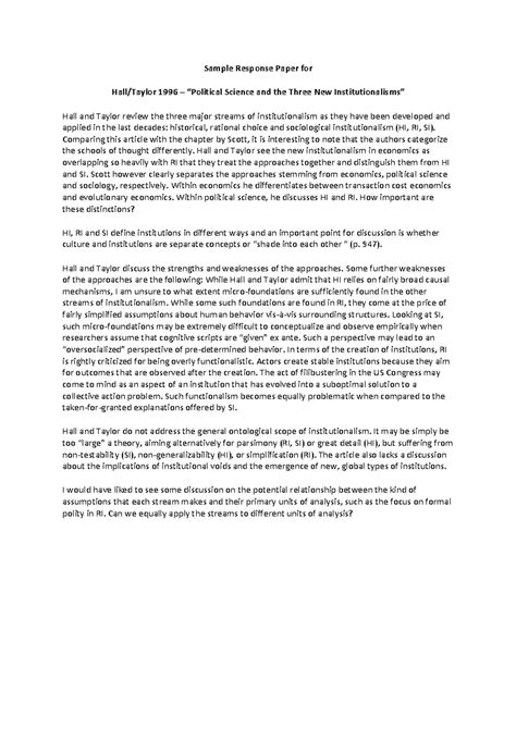 Image result for Response Paper Sample