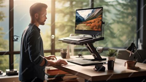 Image result for Man with Computer Stand Up