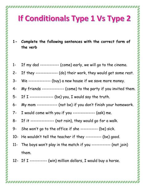 Image result for Conditional Type 1 Worksheet