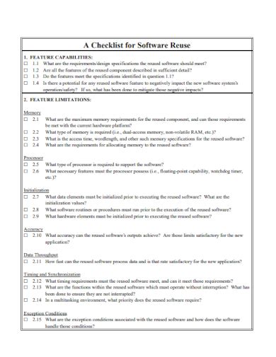 Image result for Sample Software Checklist
