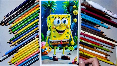 Drawing realistic version of SpongeBob | Colored pencils artwork - YouTube