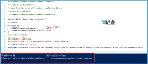 Toradh íomhá ar PowerShell Create Menu Text Entra
