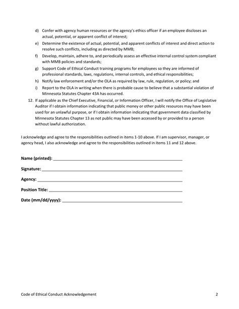 Afbeeldingsresultaten voor Code of Conduct Acknowledgement Form