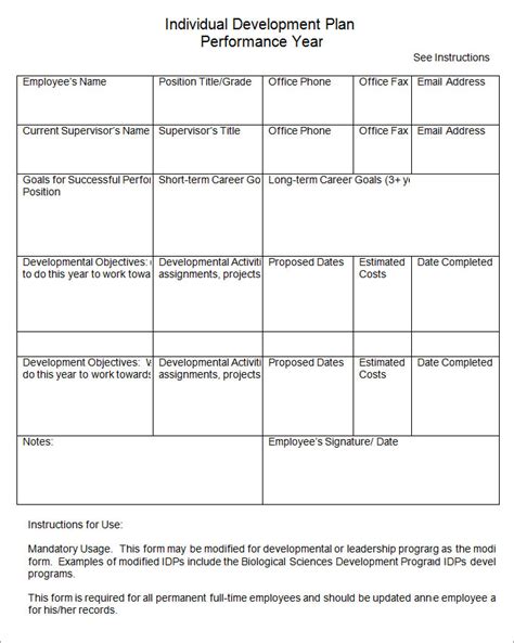 Image result for IDP Personal Development Template