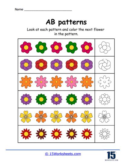 Toradh íomhá ar Abab Pattern Worksheet