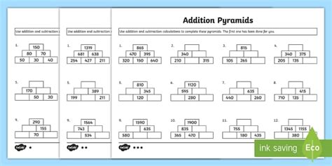 Adding Pyramids Worksheet for 8th に対する画像結果