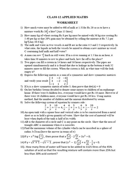 Image result for Applied Maths Class 12