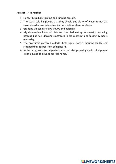 Image result for Parallel Structure for Kids Worksheet