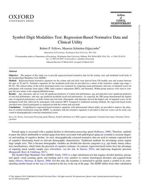 Image result for Symbol Digit Modalities Test Score