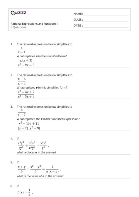 Simplifying Rational Functions Worksheet に対する画像結果