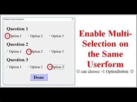 Image result for VBA Excel Userform Multiple Choice