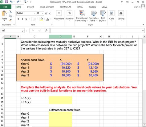 Image result for How to Calculate Crossover Rate in Excel Between Two Projects