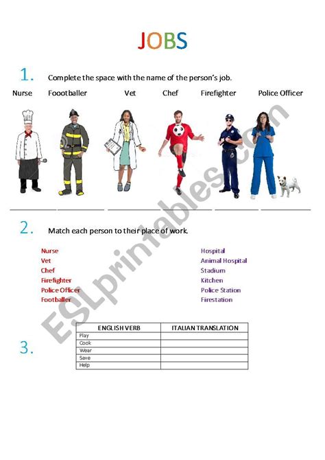 Image result for Jobs Matching Worksheet