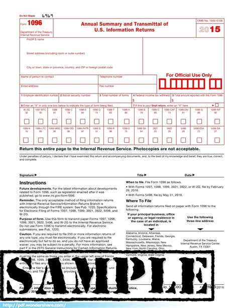IRS 1096 Form - Download, Create, Edit, Fill and Print