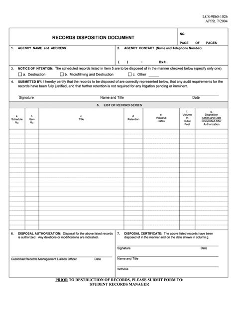 Toradh íomhá ar Records Disposition Form
