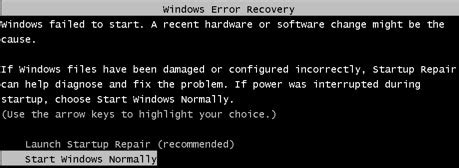 Image result for Windows Error Recovery Screen Windows 7 Font
