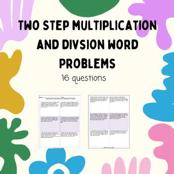 Image result for Two-Step Multiplication and Division Word Problems