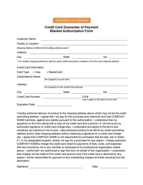 Image result for Example of Credit Card Authorization Form
